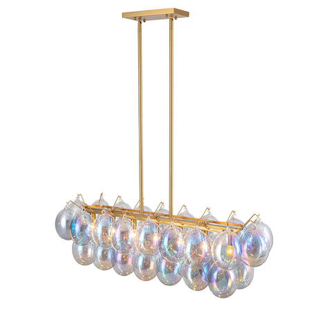 Globo Collection 8-Light Island/Pool Table Iridescent and Brass