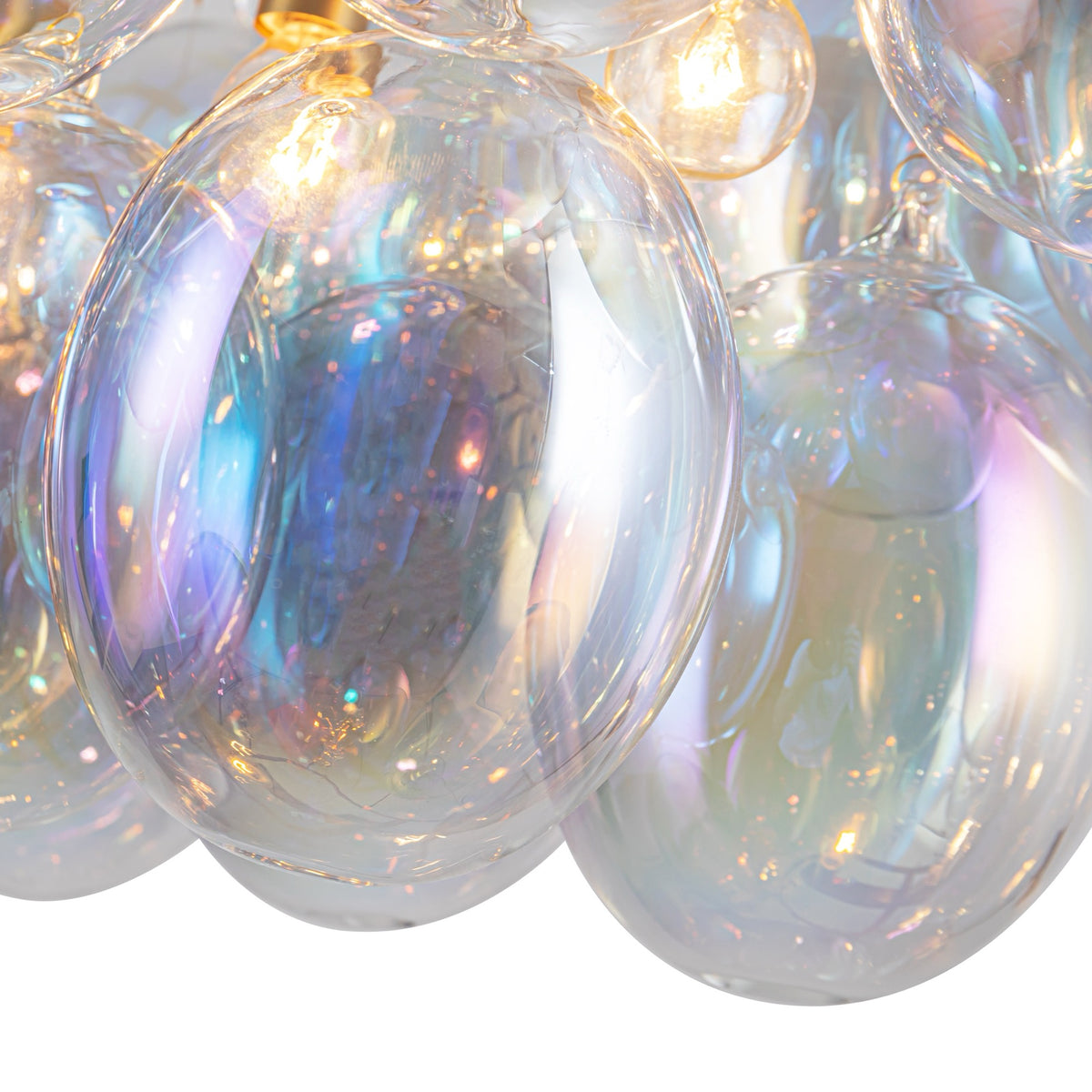Globo Collection 8-Light Island/Pool Table Iridescent and Brass