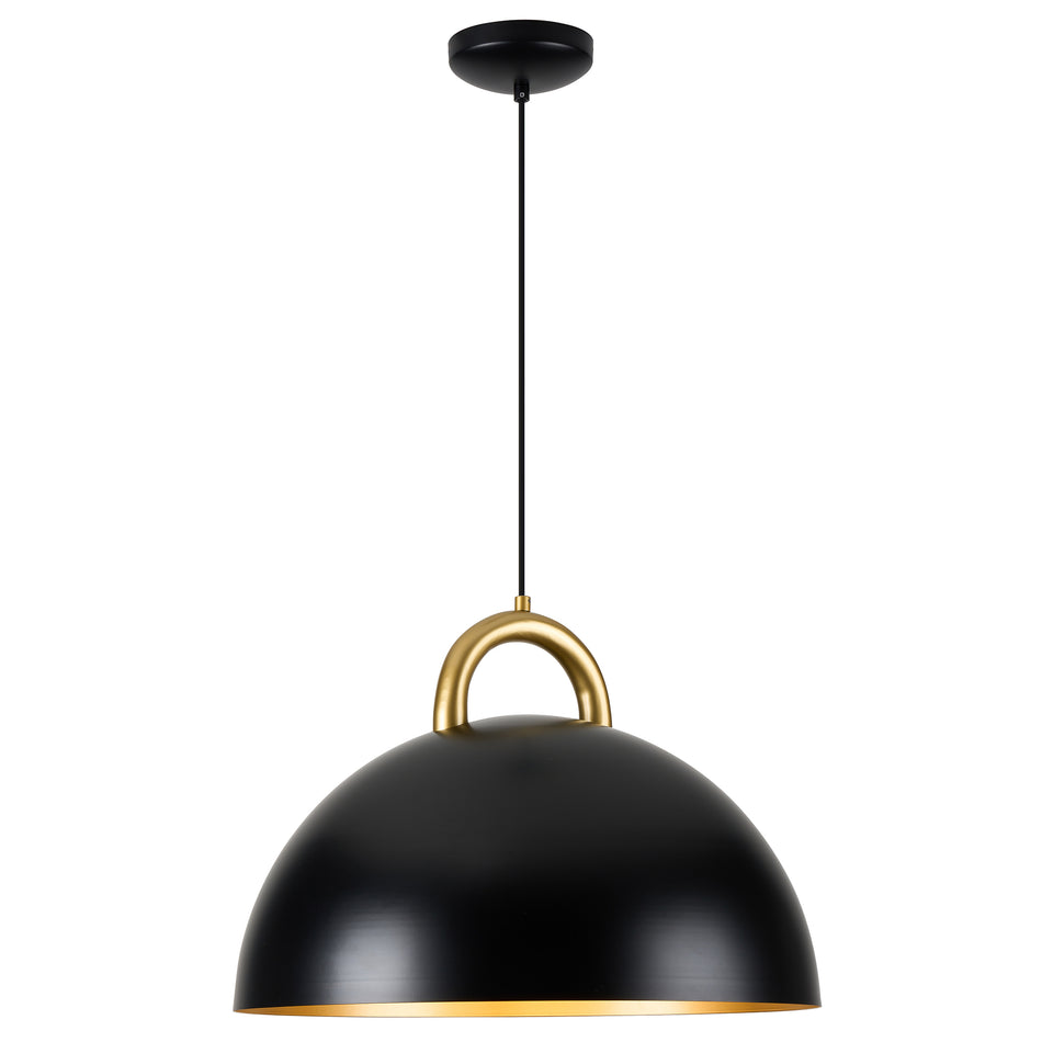 Pantheon - 1-Light Pendant - 15.75" - Black/Rust Brass