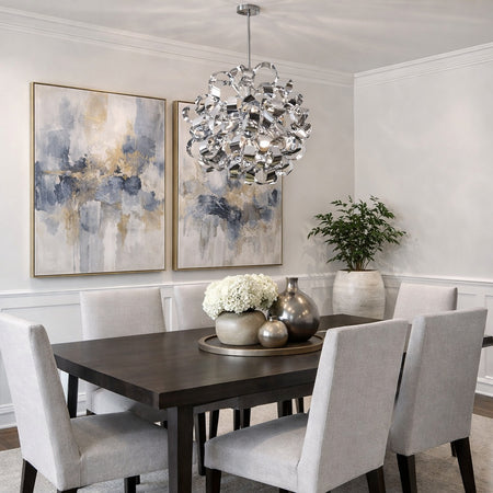 Bel Air AC601CO Metal Swirl 12 Light Pendant in Chrome by Artcraft