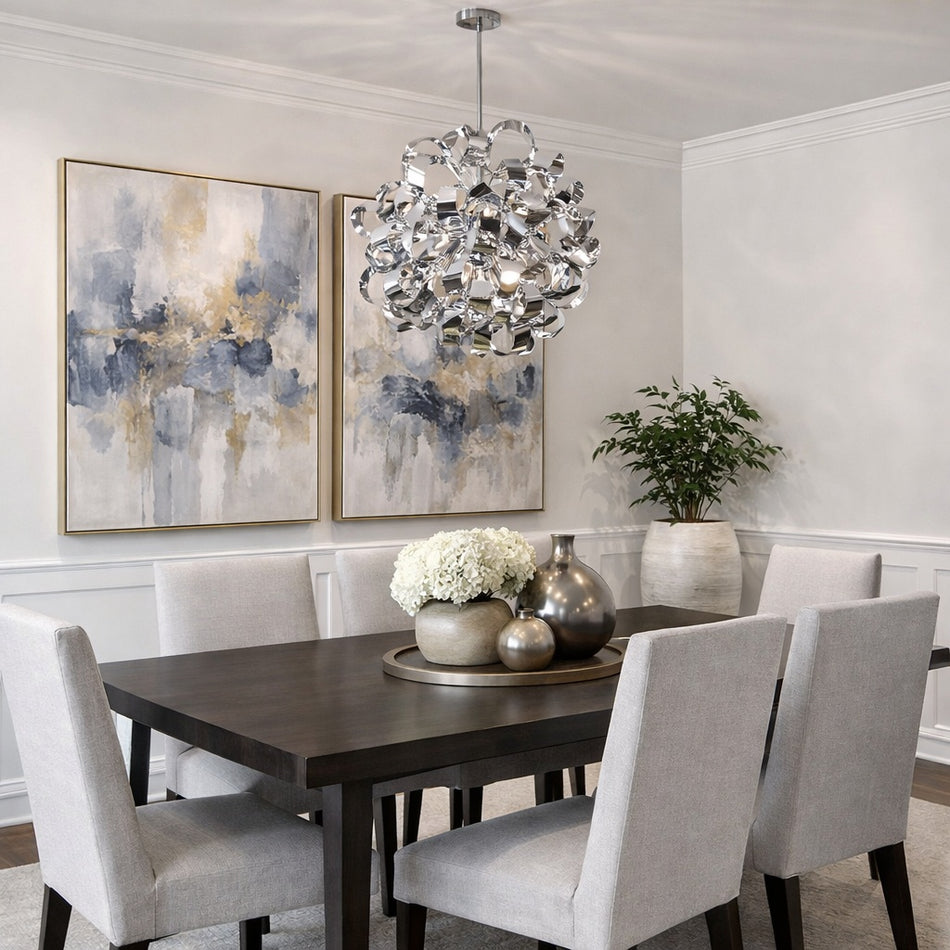 Bel Air AC601CO Metal Swirl 12 Light Pendant in Chrome by Artcraft