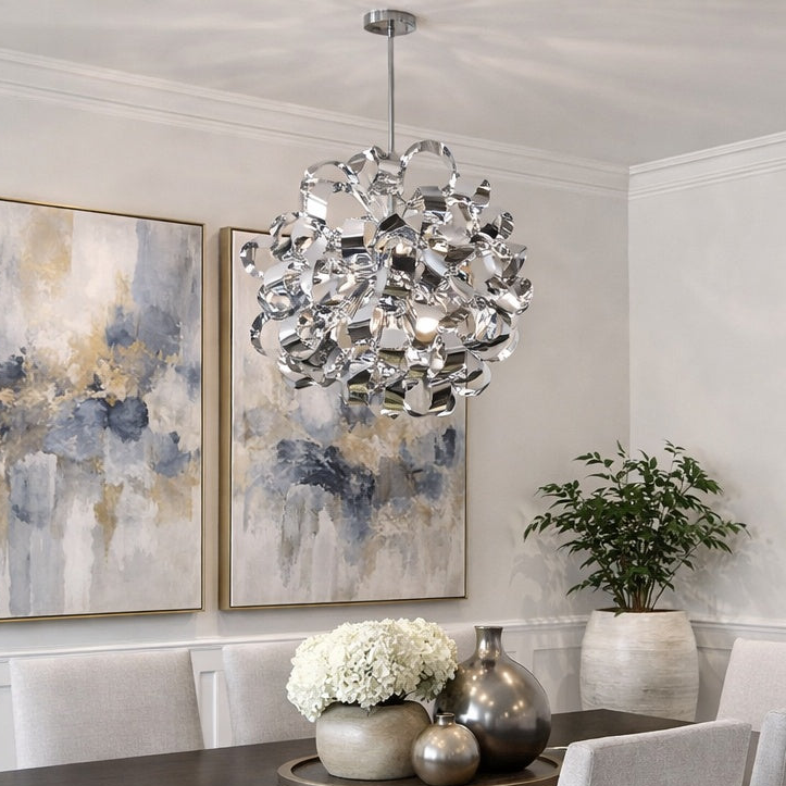 Bel Air AC601CO Metal Swirl 12 Light Pendant in Chrome by Artcraft