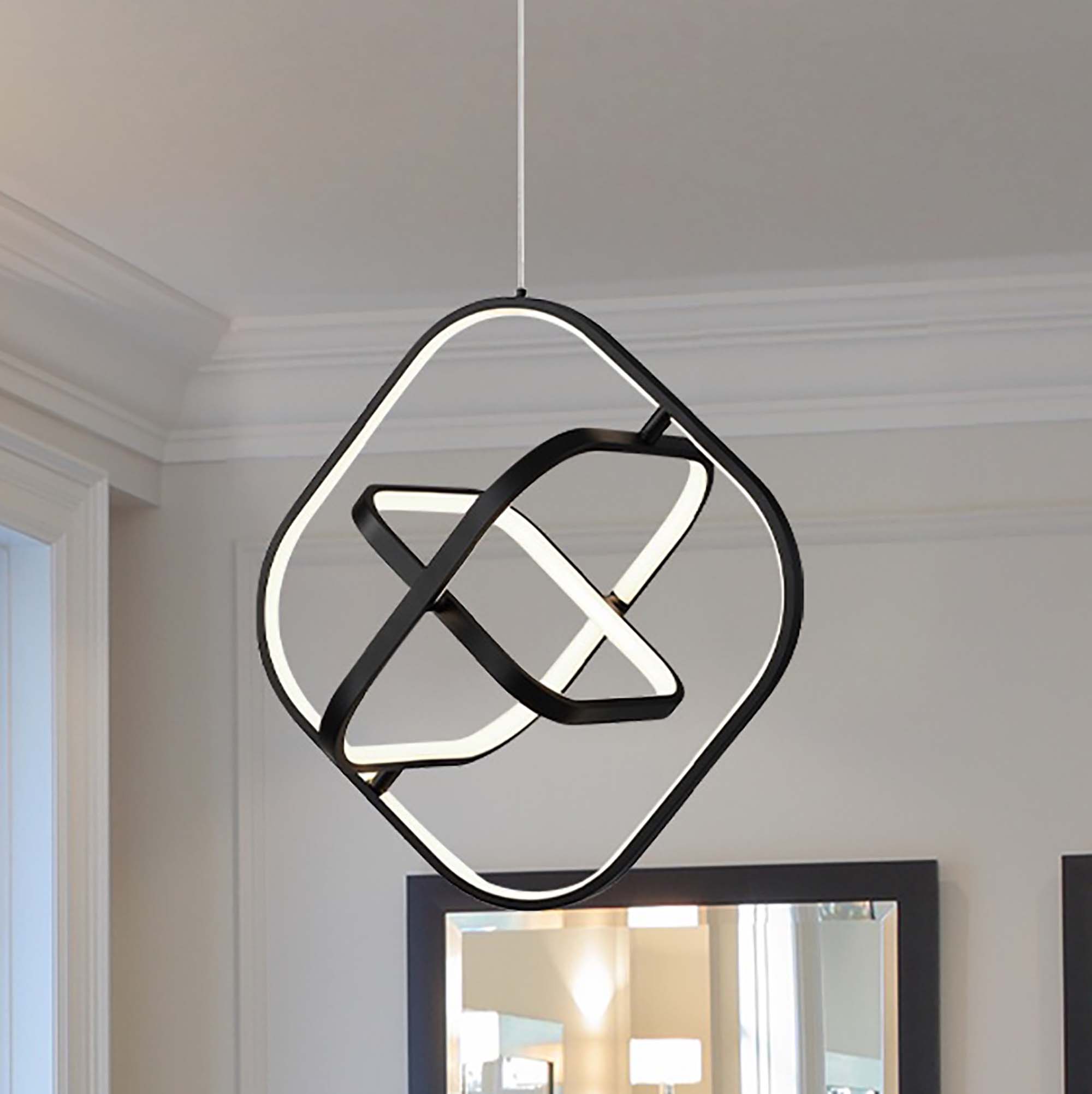 Sienna 30W LED Square Pendant in Semi Gloss Black