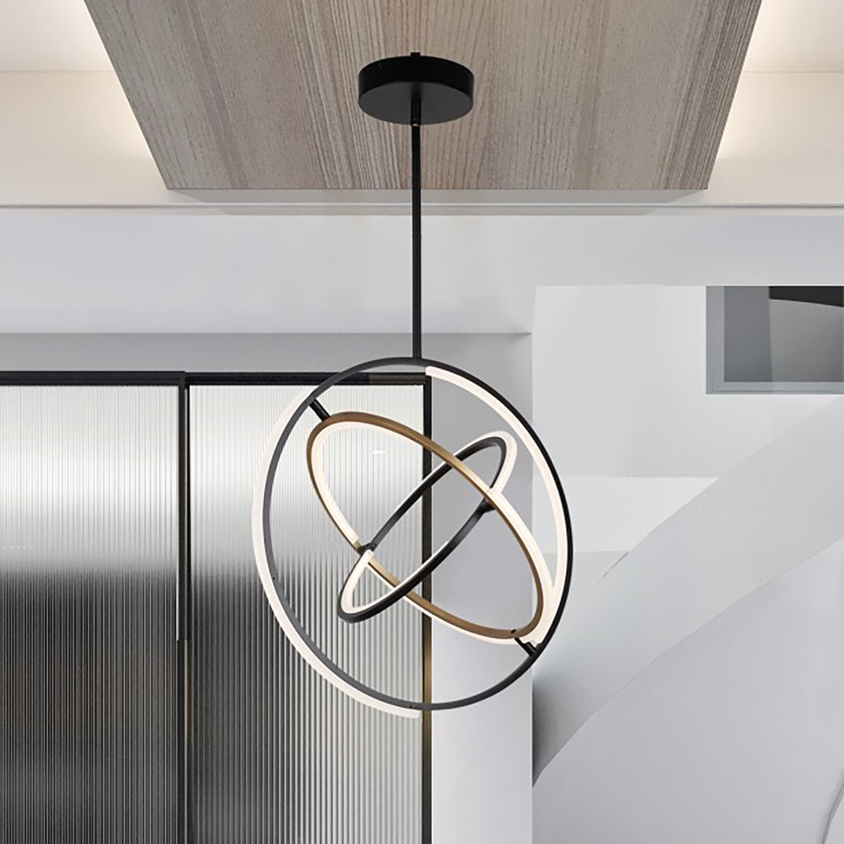 Trilogy Collection Integrated LED Pendant, Black & Brass
