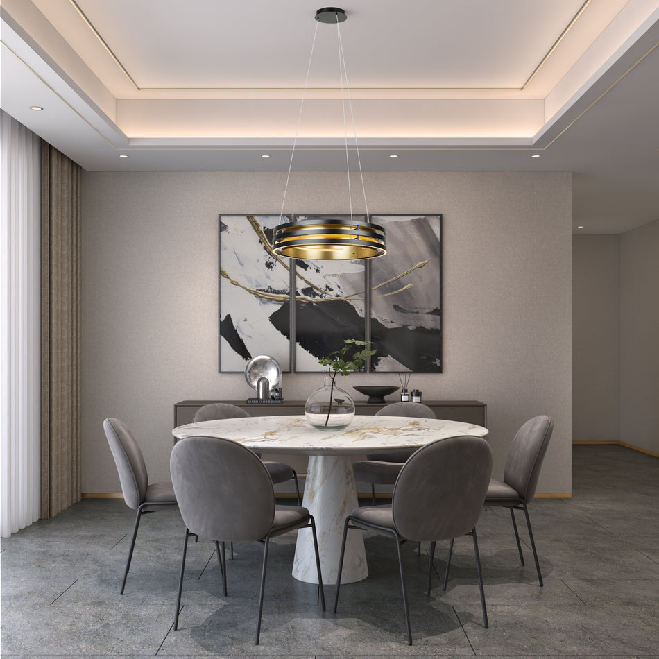 Toledo Collection 1-Light 44.5" Chandelier Black and Brushed Brass