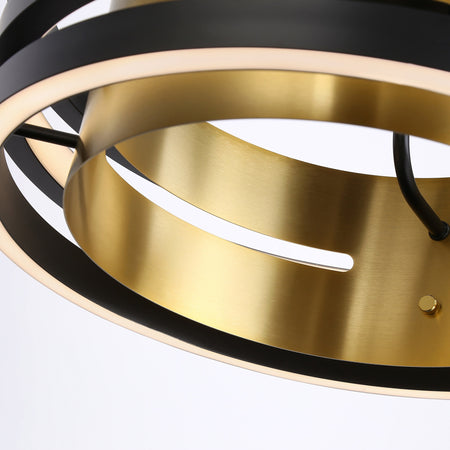 Toledo Collection 1-Light Semi-Flush Mount Black and Brushed Brass