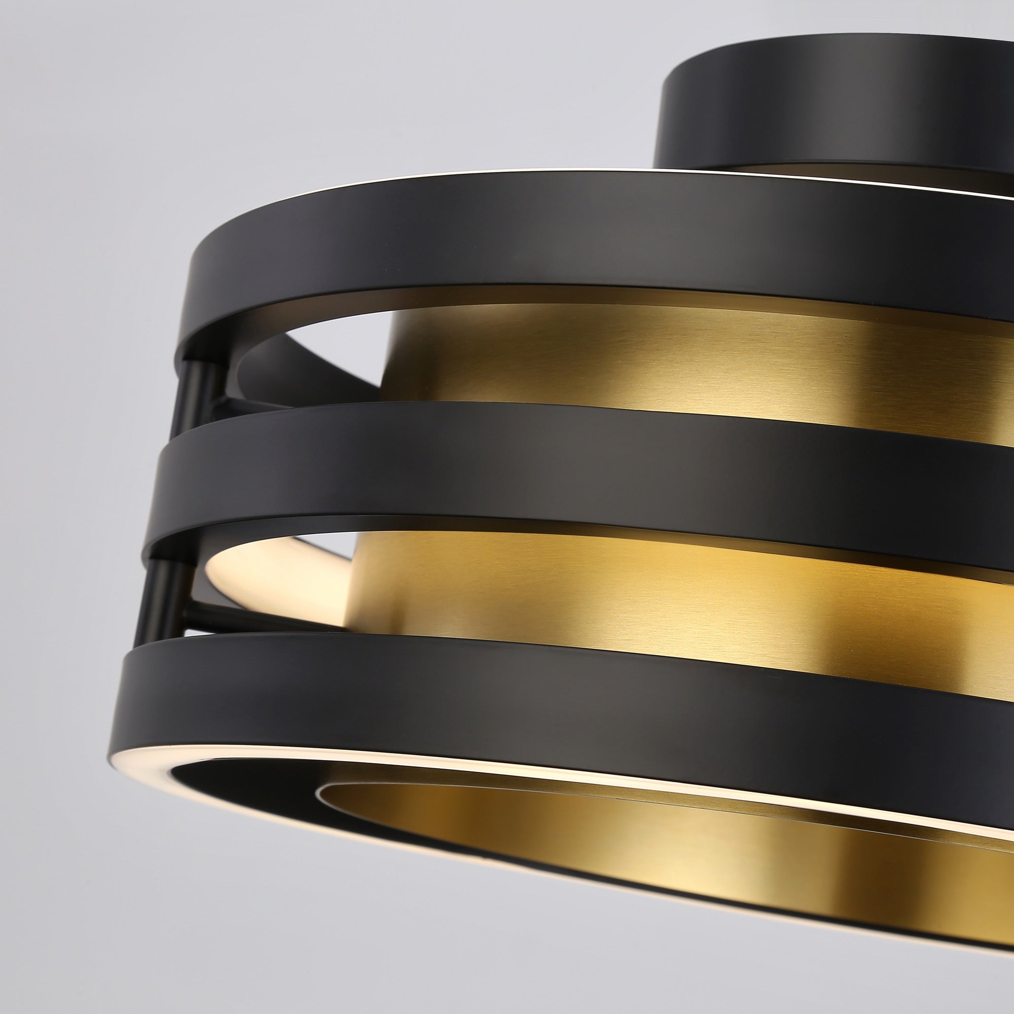 Toledo Collection 1-Light Semi-Flush Mount Black and Brushed Brass