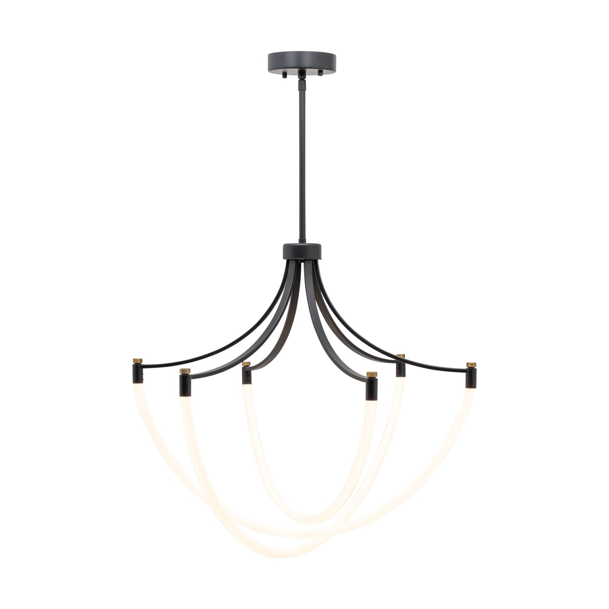 Cascata Collection 3-Light Chandelier Black and Brushed Brass