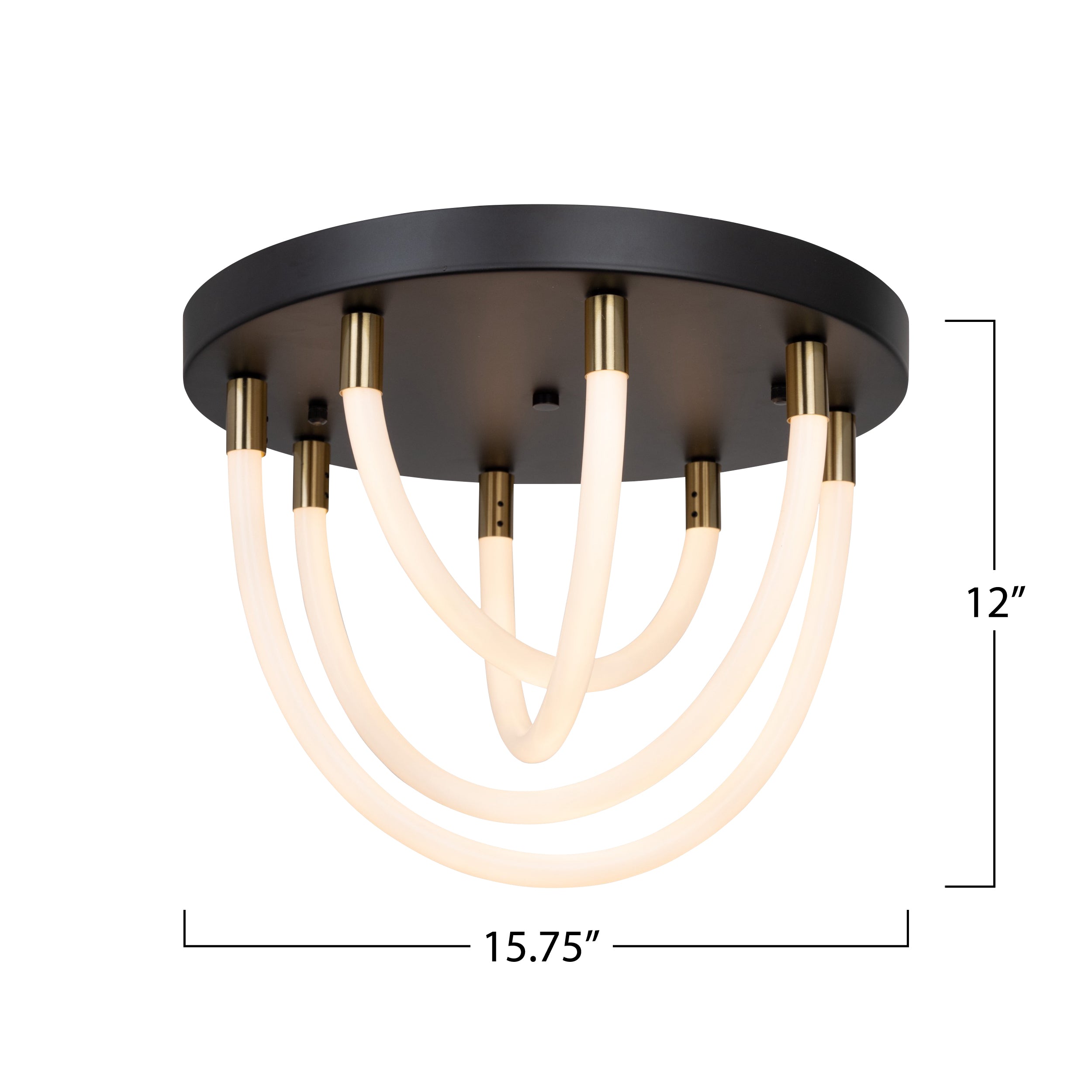 Cascata Collection 1-Light Flush Mount Black and Brushed Brass