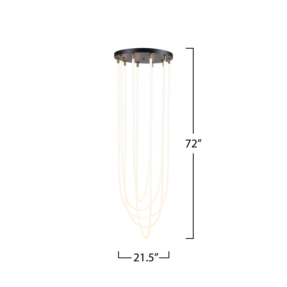 Cascata Collection 5-Light Chandelier Black and Brushed Brass