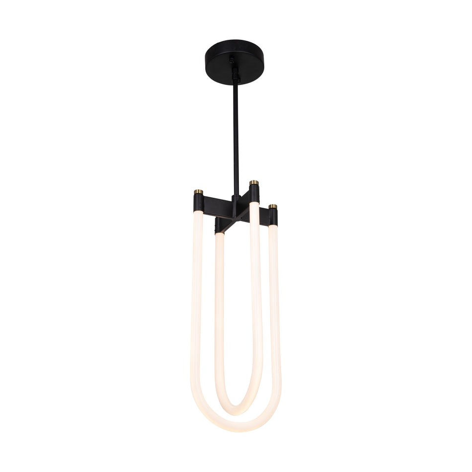 Cascata Collection 2-Light Pendant Black and Brushed Brass