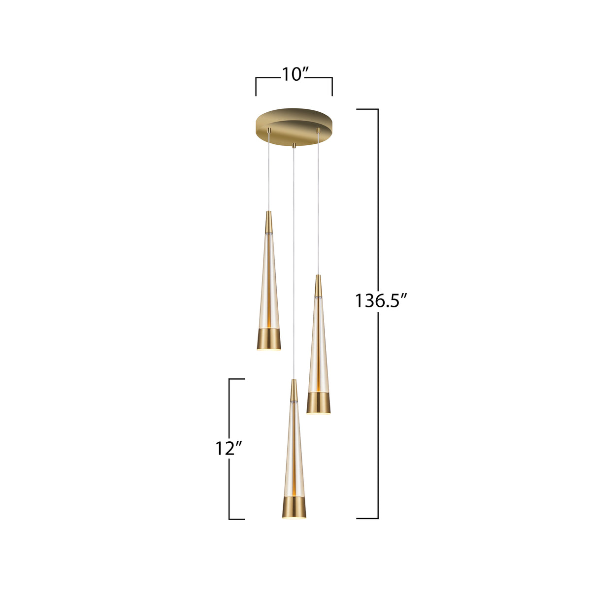 Sunnyvale Collection 3-Light Chandelier Brass