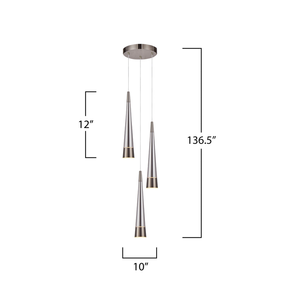 Sunnyvale Collection 3-Light Chandelier Pearl Black and Smoke