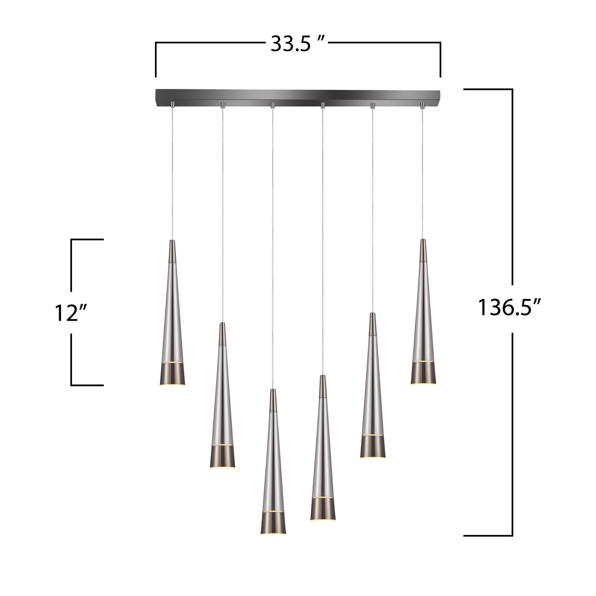 Sunnyvale Collection 6-Light Island Light Pearl Black and Smoke