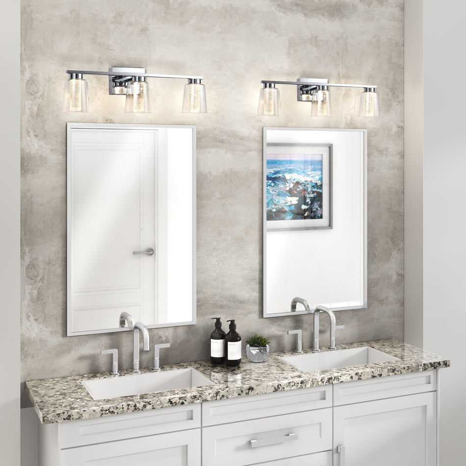 Dalton Collection 3-Light Bathroom Vanity Fixture Chrome