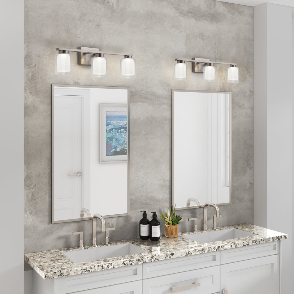 Saville Collection 3-Light Bathroom Vanity Fixture Brushed Nickel