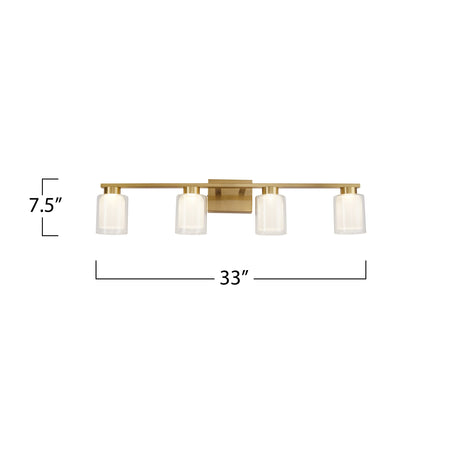 Saville Collection 4-Light Bathroom Vanity Fixture Brass