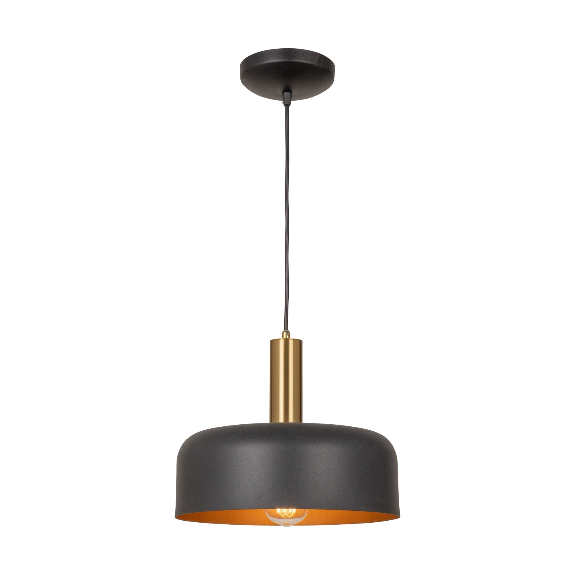 Orsa Collection 1-Light Pendant Black and Brushed Brass