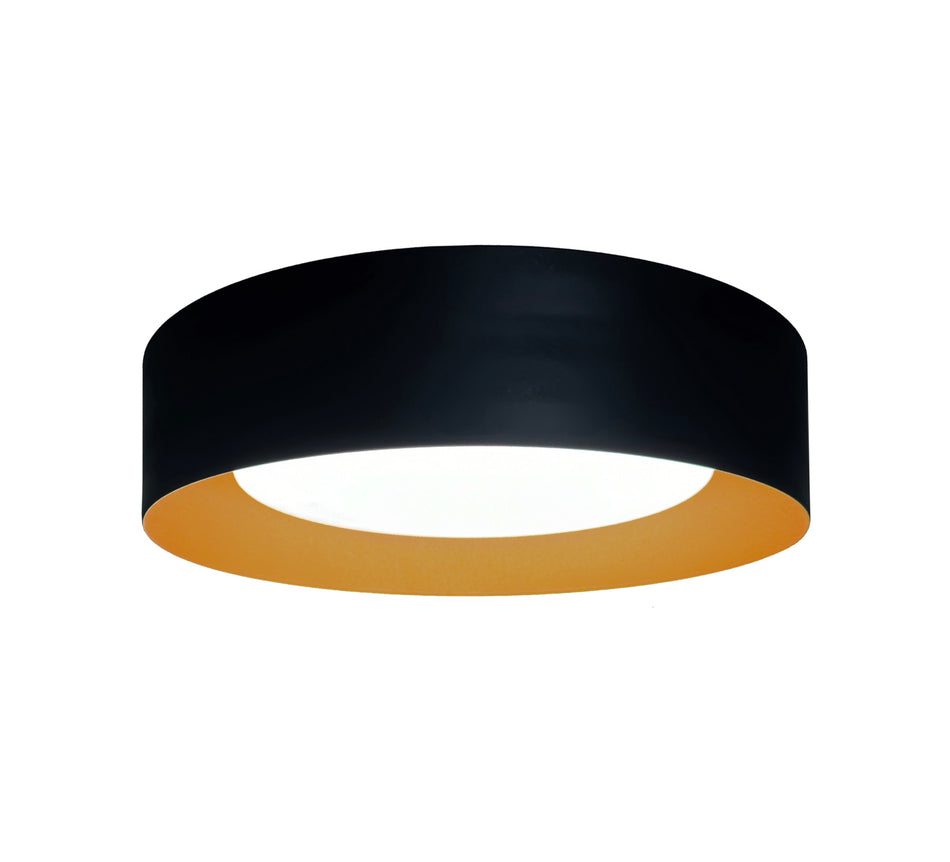 Orsa Collection 1-Light Flush Mount Black and Brushed Brass