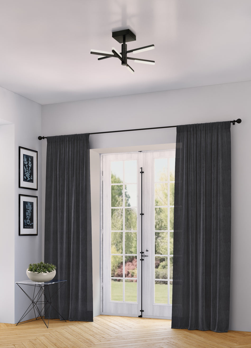 Stix - LED Semi-Flush Mount - Black