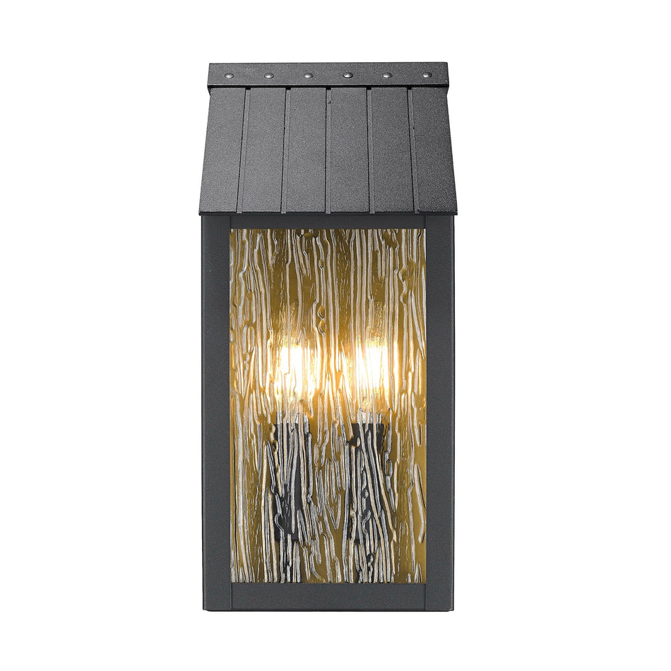 Point 3 Light Outdoor Wall Sconced, Black and Brass