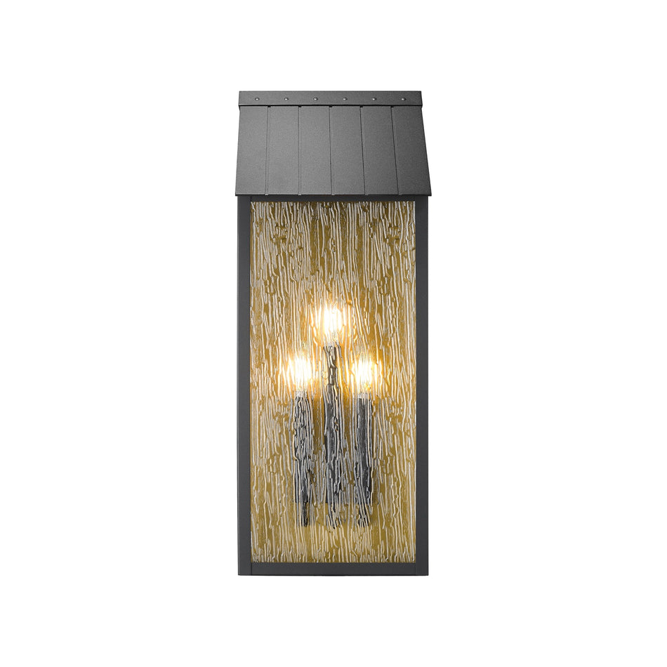 Point 2 Light 13.5" Outdoor Wall Sconce, Black and Brass