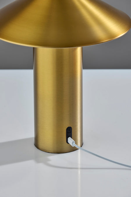 Pina LED Cordless Table Lamp- Antique Brass