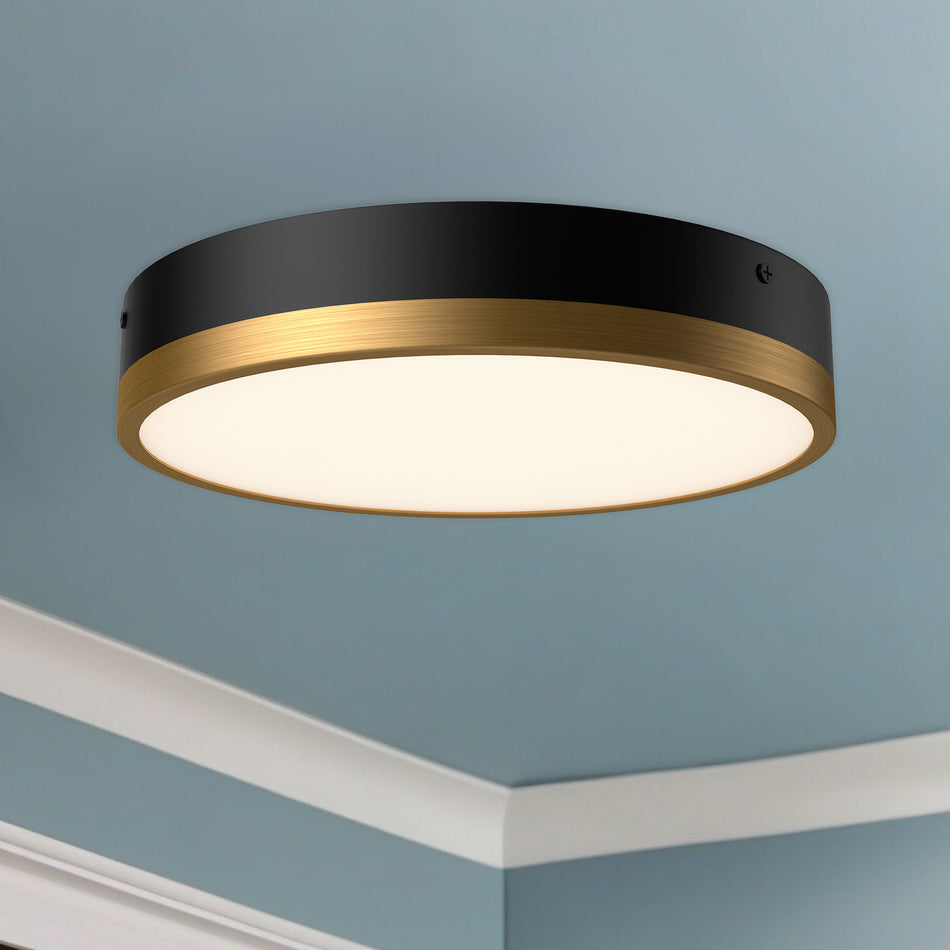 Adelaide 11-in Aged Gold/Matte Black LED Flush Mount by ALORA MOOD