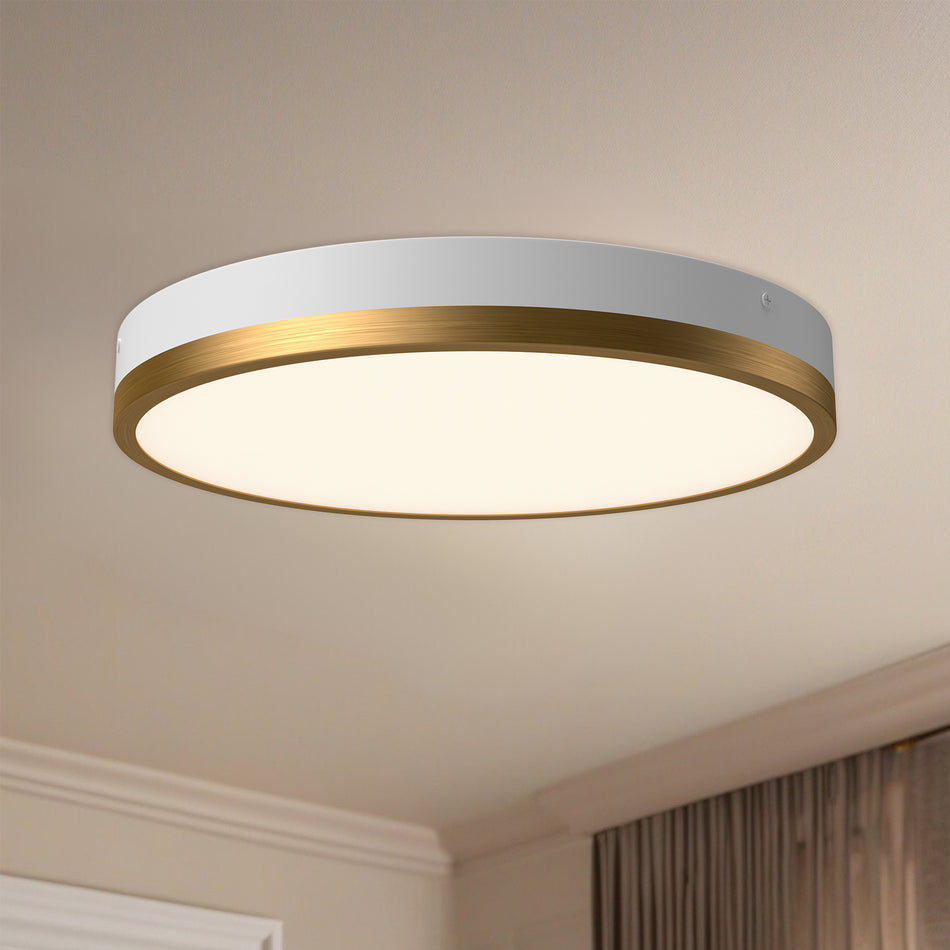 Adelaide 15-in Aged Gold/White LED Flush Mount by ALORA MOOD