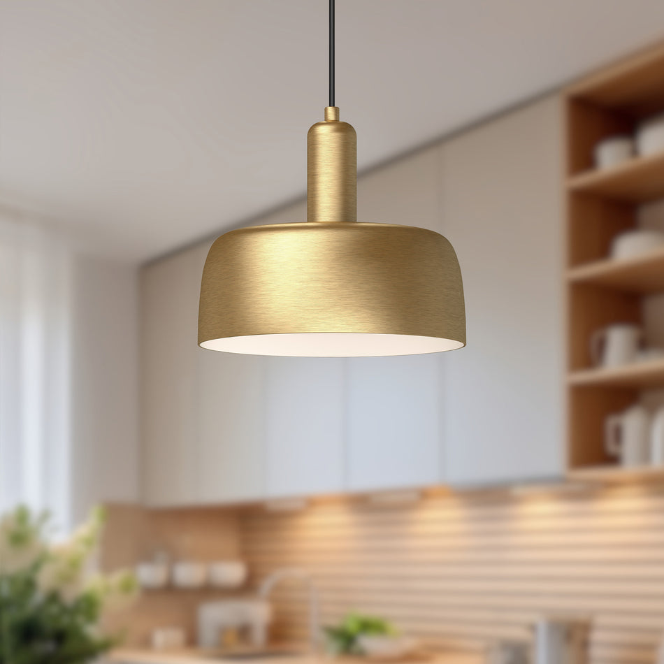 Adriano 10-in Brushed Gold 1 Light Pendant by ALORA MOOD