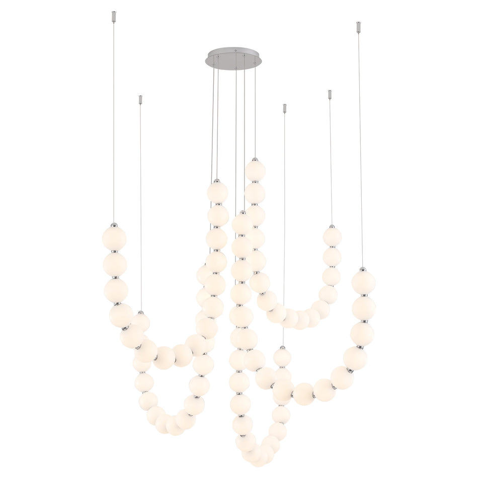 Akoya 80 Light Silver dimmable LED Chandelier with Remote Driver