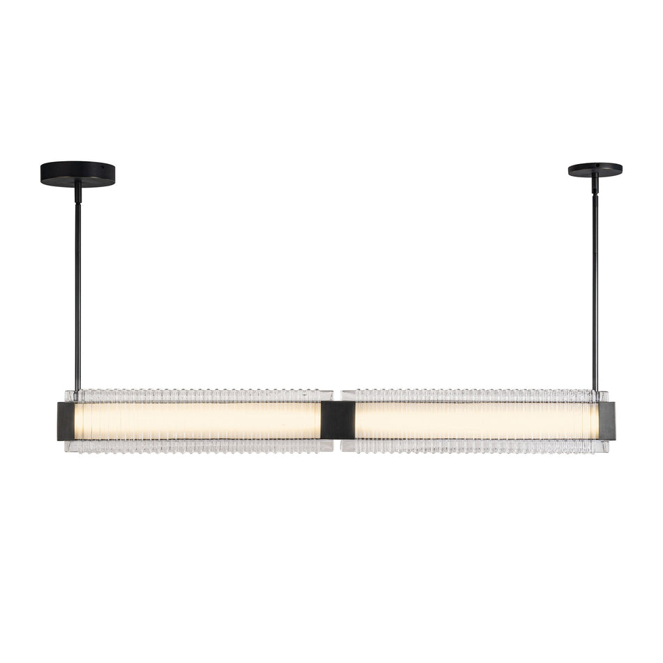 Alai 47-in Urban Bronze/Ribbed Glass LED Linear Pendant by ALORA