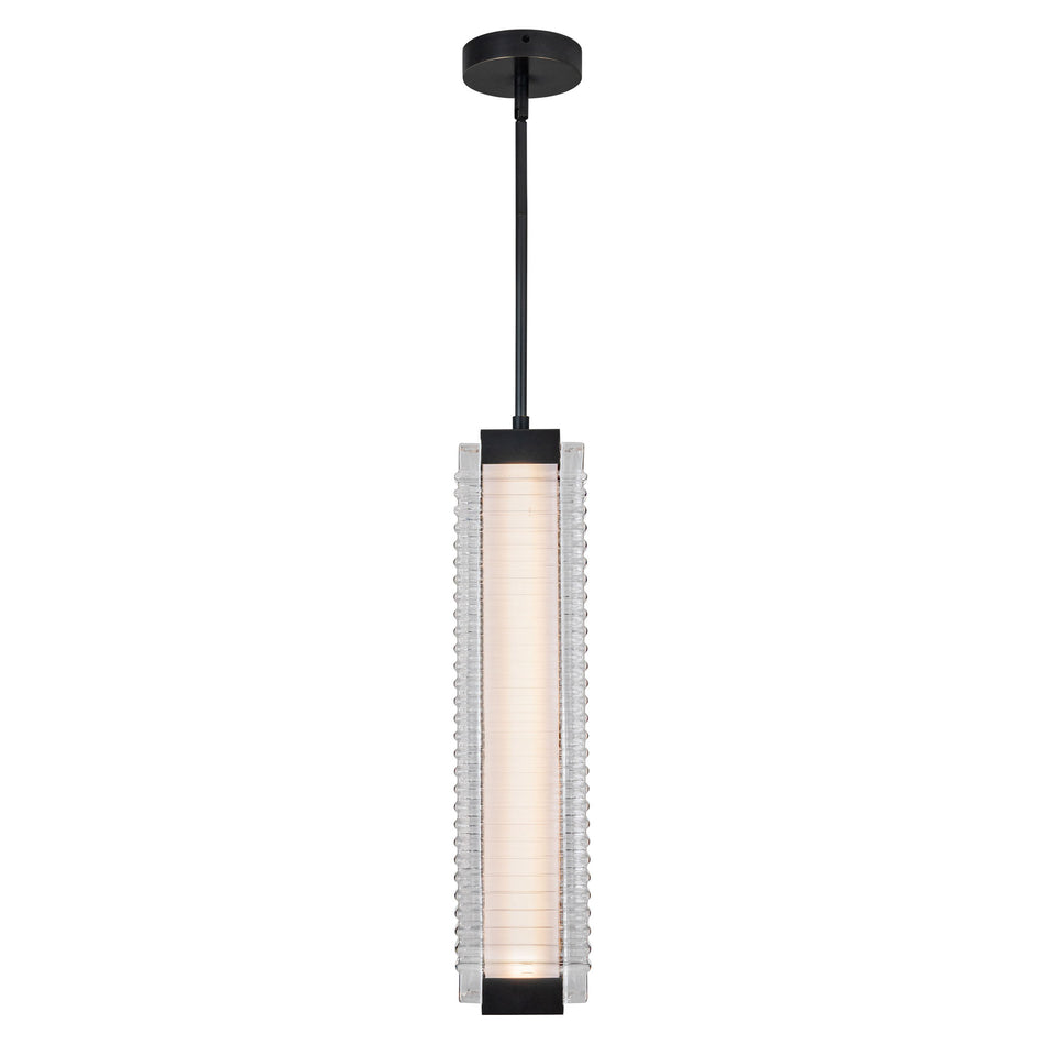 Alai 24-in Urban Bronze/Ribbed Glass LED Pendant by ALORA