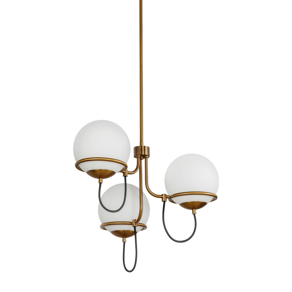 Alba 23-in Aged Brass/Opal Glass 3 Lights Chandelier by ALORA MOOD