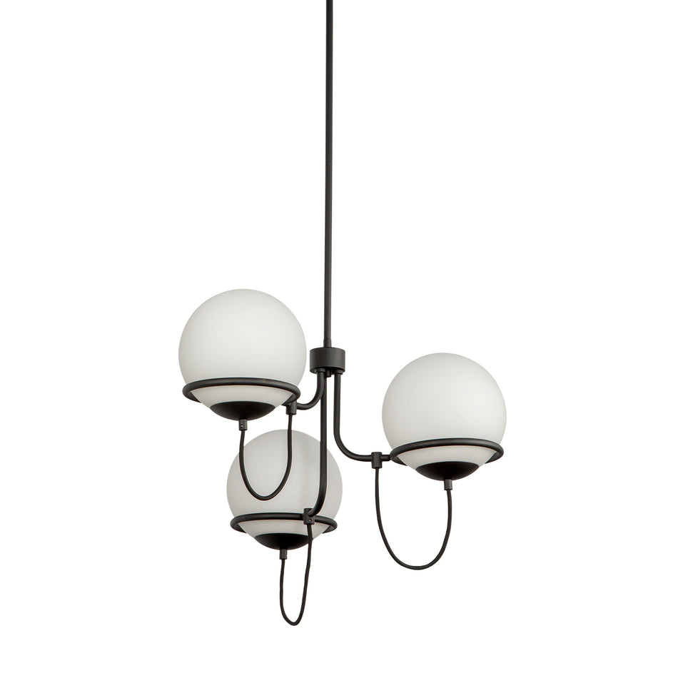 Alba 23-in Matte Black/Opal Glass 3 Lights Chandelier by ALORA MOOD
