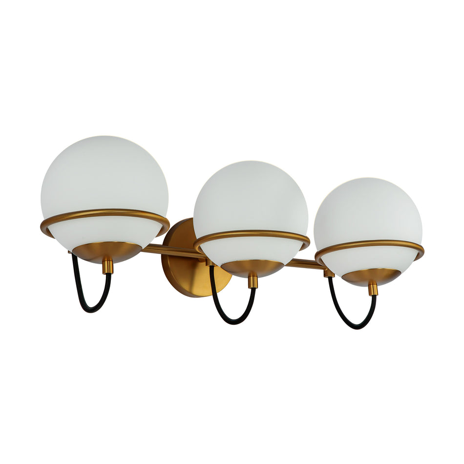 Alba 24-in Aged Brass/Opal Glass 3 Lights Wall Vanity by ALORA MOOD