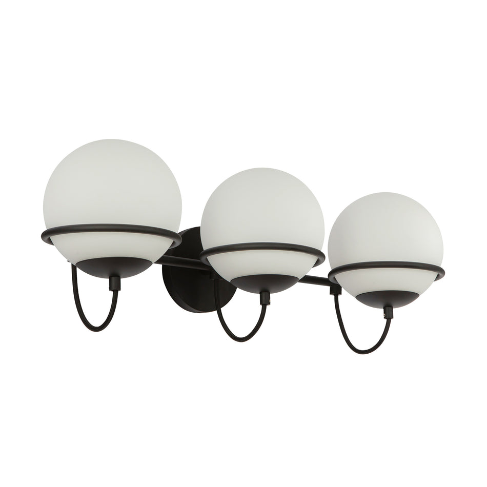 Alba 24-in Matte Black/Opal Glass 3 Lights Wall Vanity by ALORA MOOD
