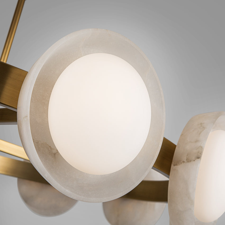 Alonso 50-in Vintage Brass/Alabaster LED Chandeliers by ALORA