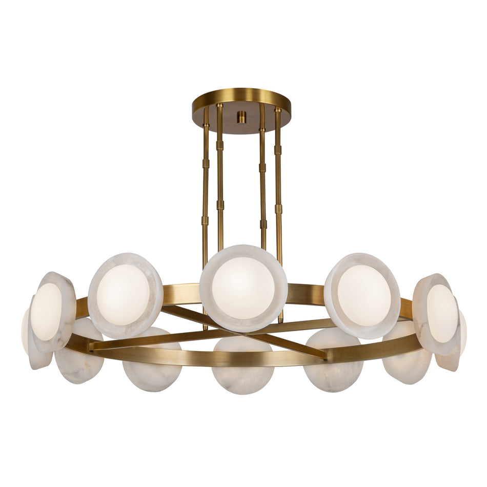 Alonso 50-in Vintage Brass/Alabaster LED Chandeliers