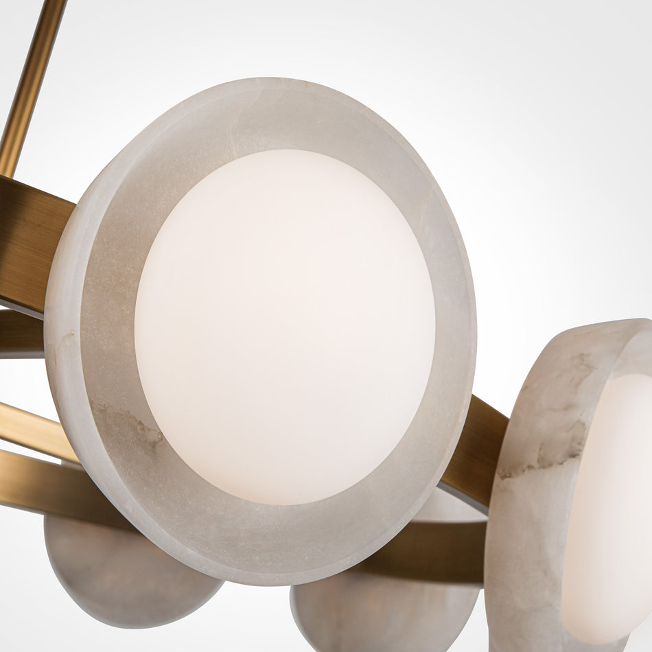 Alonso 50-in Vintage Brass/Alabaster LED Chandeliers by ALORA