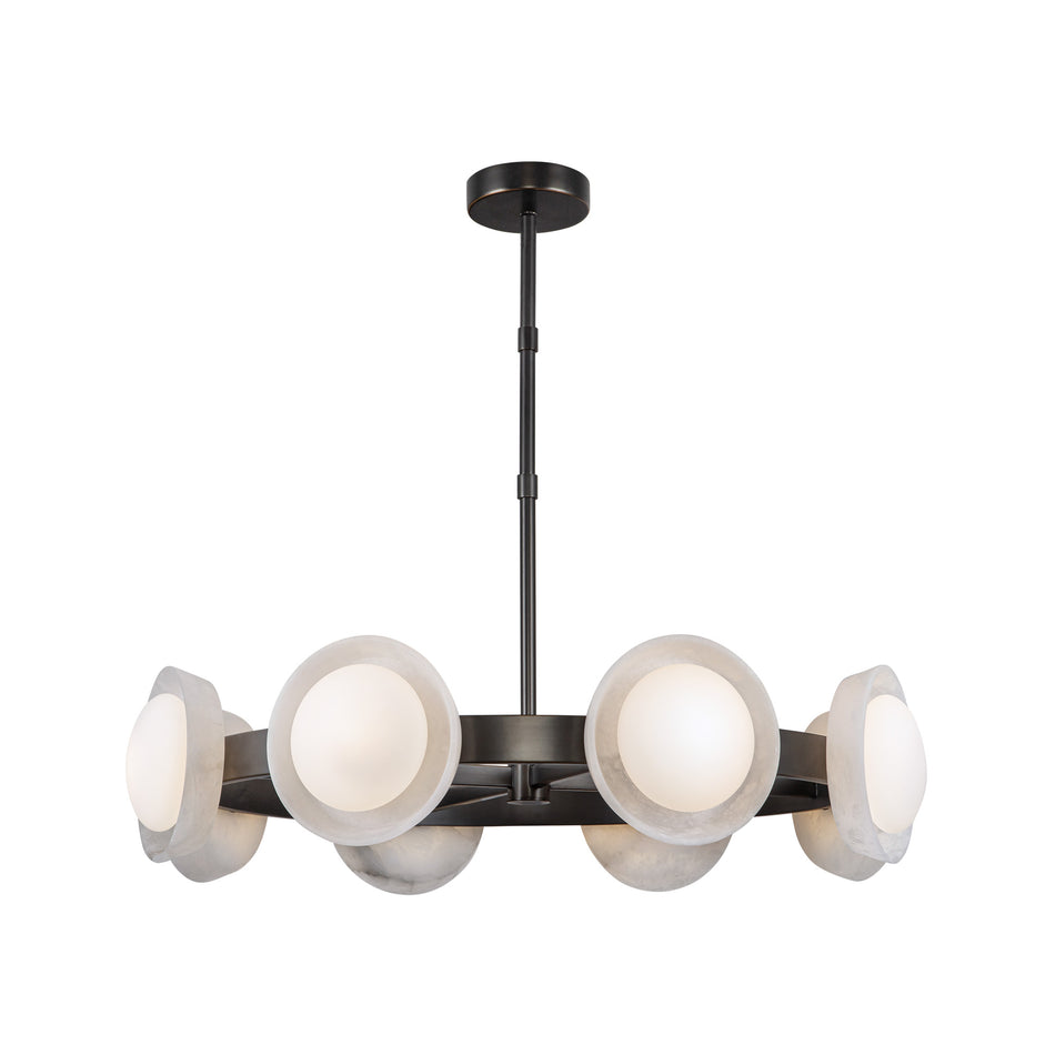 Alonso 37-in Urban Bronze/Alabaster LED Chandeliers