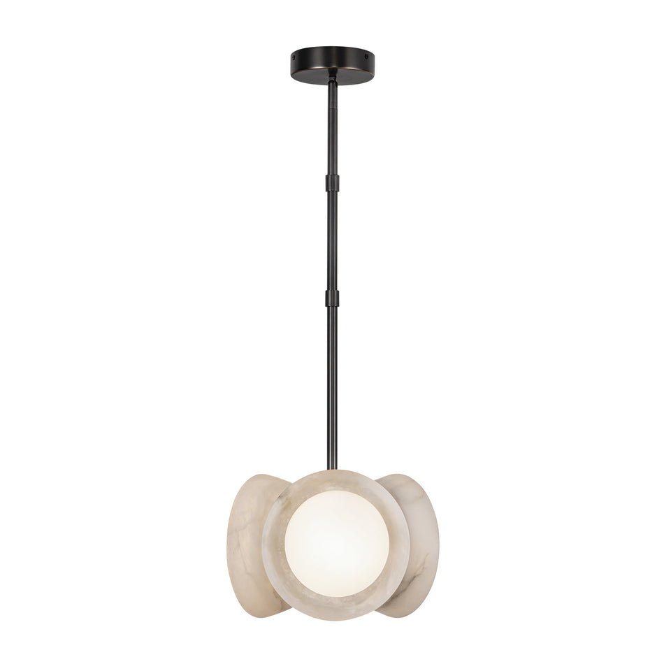 Alonso 13-in Urban Bronze/Alabaster LED Pendant by ALORA