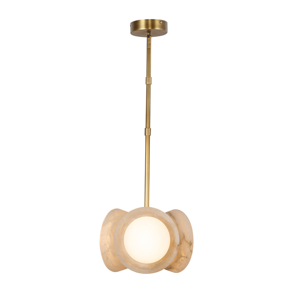 Alonso 13-in Vintage Brass/Alabaster LED Pendant by ALORA
