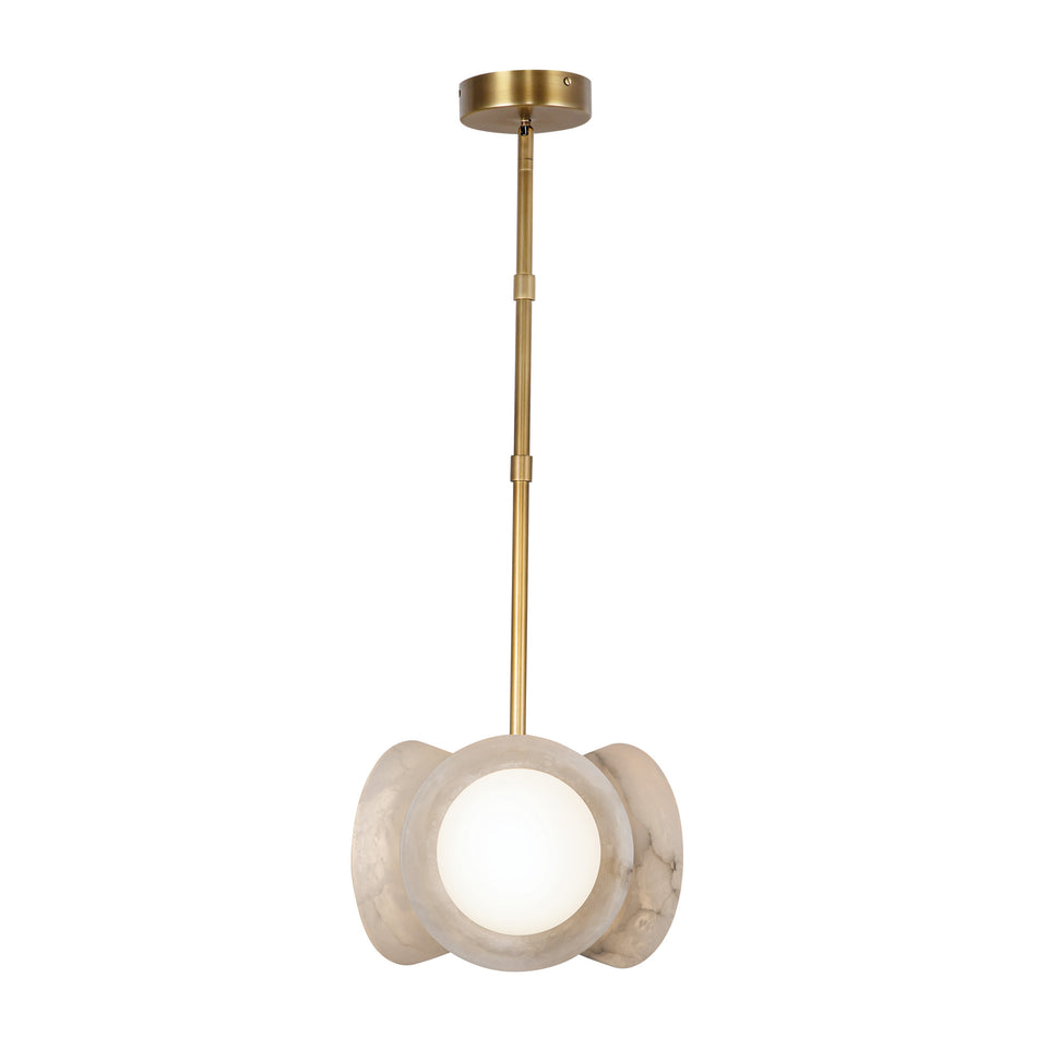 Alonso 13-in Vintage Brass/Alabaster LED Pendant by ALORA
