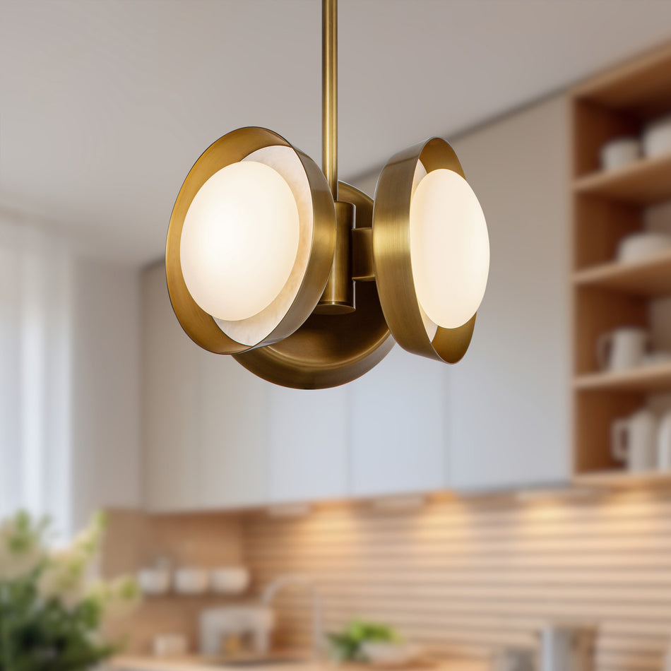 Alonso 13-in Vintage Brass LED Pendant by ALORA