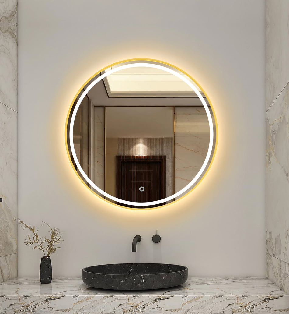 Reflections Collection Round Bathroom Mirror Brushed Brass