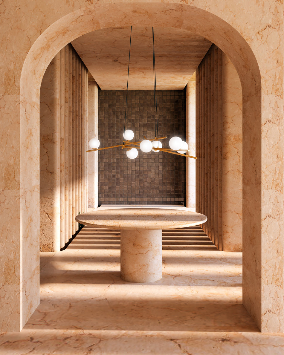 Amara 54-in Brushed Gold/Glossy Opal Glass LED Chandeliers by KUZCO