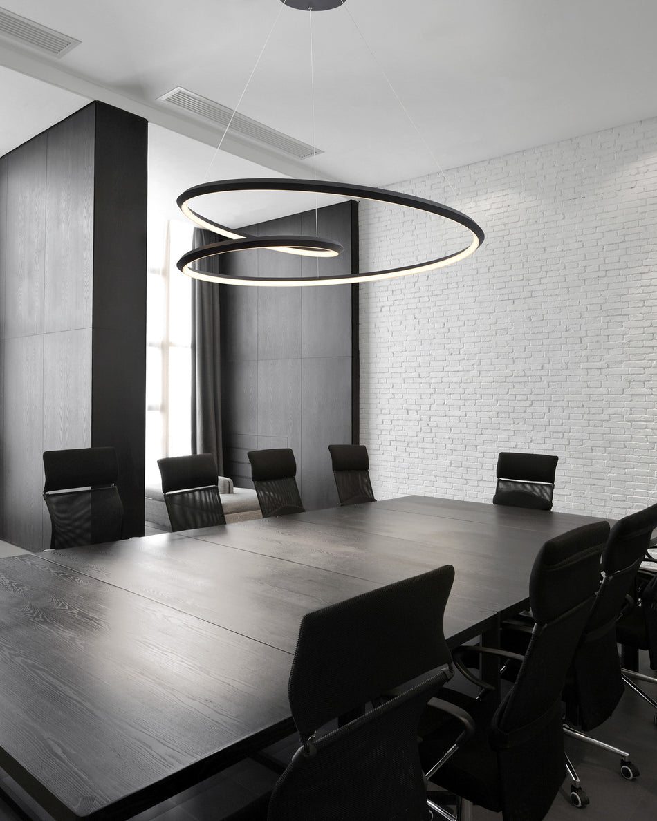 Ampersand 32-in Black LED Pendant by KUZCO