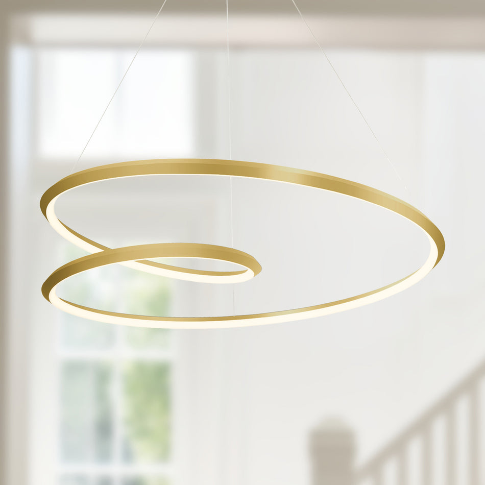 Ampersand 39-in Brushed Gold LED Pendant by KUZCO
