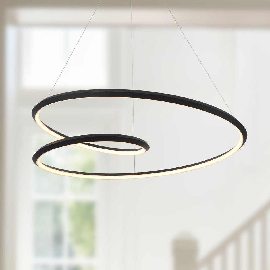Ampersand 39-in Black LED Pendant by KUZCO